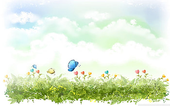 Digital Art9, paint, grass, butterfly, drawing HD wallpaper