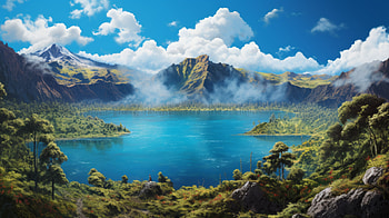 Lake Island Serenity, island, artistic, lake HD wallpaper