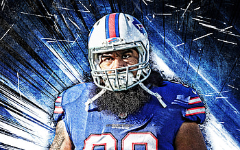 Star Lotulelei, grunge art, Buffalo Bills, american football, NFL, Starlite Lotulelei Jr, blue abstract rays, Star Lotulelei Buffalo Bills, Star Lotulelei HD wallpaper