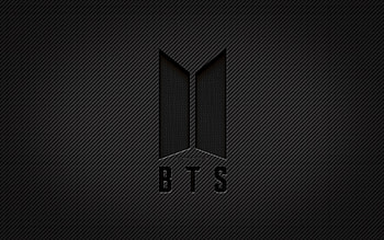 BTS carbon logo, , grunge art, carbon background, Bangtan Boys, creative, BTS black logo, music stars, BTS logo, BTS, Bangtan Boys logo HD wallpaper