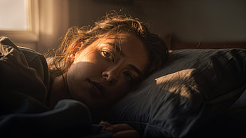 Waking Up in Golden Light —, Woman, Bed, Pillow, Portrait, Sunlight HD wallpaper