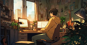 Anime Man in LoFi Room, lofi, Anime, room, anime room HD wallpaper