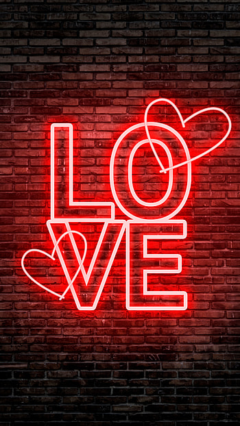 Love, brickwork, red HD phone wallpaper