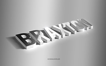 Braxton, silver 3d art, gray background, with names, Braxton name, Braxton greeting card, 3d art, with Braxton name HD wallpaper