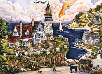 Pelican Point F1, lighthouse, architecture, art, beautiful, artwork, scenery, wide screen, painting, seascape HD wallpaper