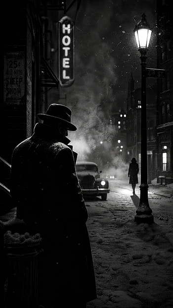Midnight Noir | Snowbound Alley | Hotel Streetlight | Winter Noir, Night Snow, Man HD phone wallpaper