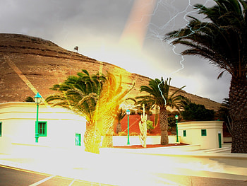lanzarote,canary islands, sunshine, palm tree, holiday, mountain HD wallpaper