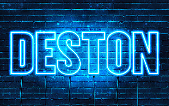 Happy Birtay Deston, , blue neon lights, Deston name, creative, Deston Happy Birtay, Deston Birtay, popular japanese male names, with Deston name, Deston HD wallpaper