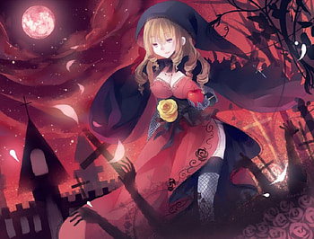 Red Witch, orginal, art, red, girl, dark, witch HD wallpaper