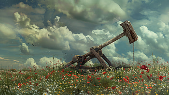 Majestic Medieval Catapult, catapult HD wallpaper