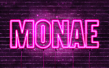 Happy Birtay Monae, , pink neon lights, Monae name, creative, Monae Happy Birtay, Monae Birtay, popular french female names, with Monae name, Monae HD wallpaper