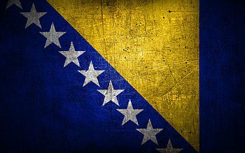 Bosnian metal flag, grunge art, European countries, Day of Bosnia and Herzegovina, national symbols, Bosnia and Herzegovina flag, metal flags, Flag of Bosnia and Herzegovina, Europe, Bosnian flag, Bosnia and Herzegovina HD wallpaper