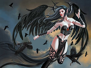 Black Thorn Angel, wings, black, girl, fantay HD wallpaper