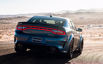 2021, Dodge Charger SRT Hellcat, rear view, exterior, new blue Charger SRT, American cars, Dodge HD wallpaper