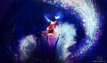 Sorcerer's Apprentice, Micky Mouse, cartoon, art HD wallpaper