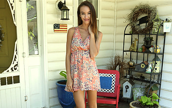 Charity Crawford Wearing a Sundress, sundress, outdoors, model, brunette HD wallpaper