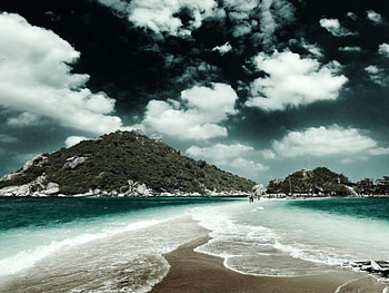 when_2_oceans_meet, clouds, sky, sand, water HD wallpaper