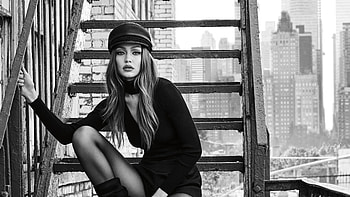 Maybelline Gigi Hadid , gigi-hadid, celebrities, girls, monochrome, black-and-white HD wallpaper