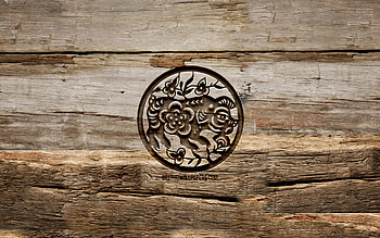 Pig zodiac sign, , chinese zodiac, carving signs, Chinese calendar, Pig zodiac, wooden backgrounds, Chinese Zodiac Signs, creative, Pig HD wallpaper