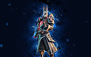 Dragon Guan Yu, , blue neon lights, Fortnite Battle Royale, Fortnite characters, Dragon Guan Yu Skin, Fortnite, Dragon Guan Yu Fortnite HD wallpaper
