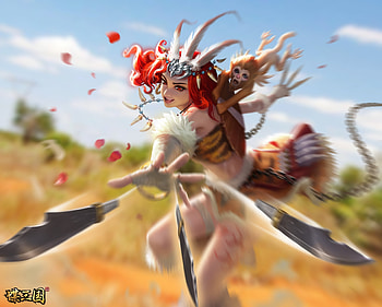 Fantasy girl, smash of dynasty, fantasy, game, mokey, luminos, girl, shaobing wang HD wallpaper
