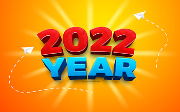 2022 New Year, , yellow background, 2022 3d art, Forward to 2022, Happy New Year 2022, 2022 concepts, 2022 Greeting card HD wallpaper