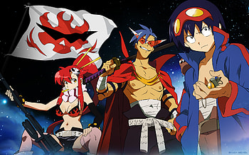 Gurren Lagann, tengen toppa, yoko littner, thighhighs, weapon, gun, kamina, simon HD wallpaper