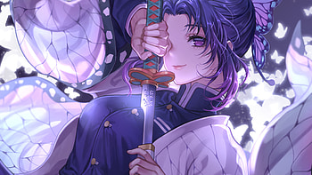 Demon Slayer: Kimetsu no Yaiba, Shinobu Kocho, Katana art HD wallpaper