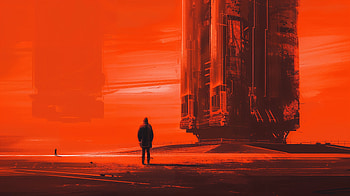 Red Horizon Liftoff, Sci Fi, spaceship, futuristic, red HD wallpaper
