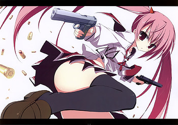 Hidan No Aria, anime, aria, bullets, twin-tails, guns HD wallpaper