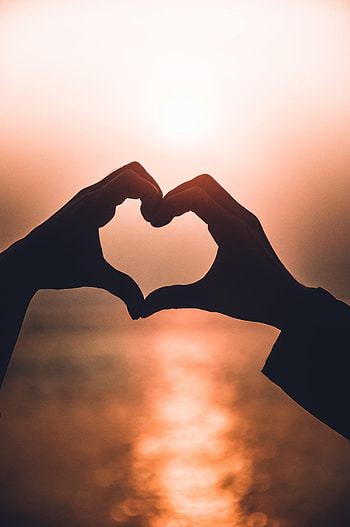 Sunset, Love, Hands, Heart HD phone wallpaper