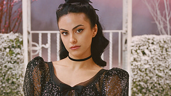 Camila Mendes Actress Is Wearing Glitter Black Dress Standing In Nature Setting Background Girls HD wallpaper