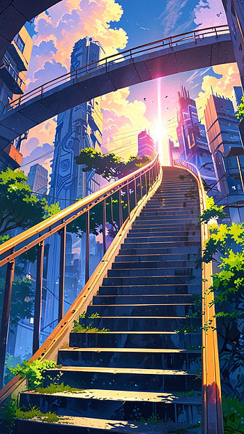 Sky stairs, Anime, star, divine, sky, Sky Anime HD phone wallpaper
