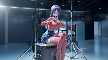 Anime Girl At Studio Dreams In Heartwarming Scene, anime-girl, artist, artwork, art, digital-art, artstation HD wallpaper