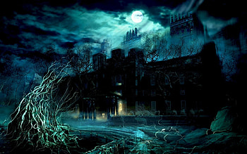 Landscape, Houses, Fantasy, Night HD wallpaper