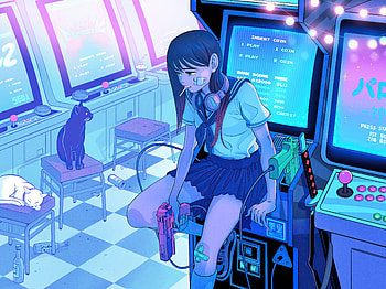 Playing Again Anime Girl Retro Gaming, anime-girl, anime, artist, artwork, digital-art HD wallpaper