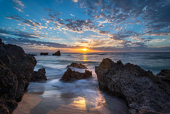 Nature, Sunset, Stones, Sea, Shore, Bank HD wallpaper