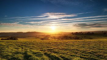 Sunset Over Findon, sunset, field, nature HD wallpaper