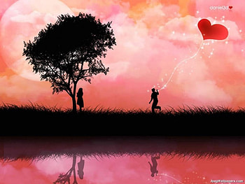 The Kite, art, colors, people, couple, clouds, vector, sky, heart, silhouette HD wallpaper