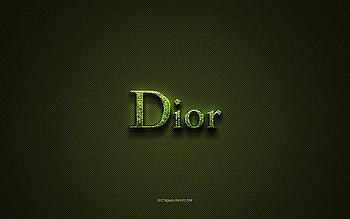 Dior logo, green creative logo, floral art logo, Dior emblem, green carbon fiber texture, Dior, creative art HD wallpaper