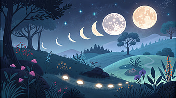 Mesmerizing Moon Phases - Ultra, moon phases, Night Sky, landscape, nature, illustration HD wallpaper
