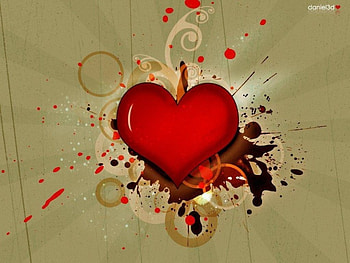 Red Heart, circles, paint splatter HD wallpaper