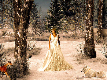 Snow Princess, winter, abstract, fantasy, snow HD wallpaper