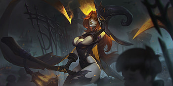 Evelynn, fantasy, exia xiaotong, yellow, lol, redhead, dark, witch, halloween, hat HD wallpaper