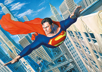 Superman, flight over city, cityscape HD wallpaper