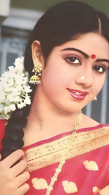 Sreedevi, bollywood actress, saree beauty, vintage HD phone wallpaper