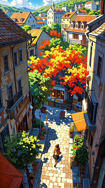 anime street, Anime, anime city, anime landscape HD phone wallpaper