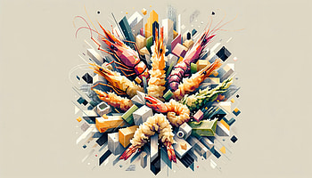 Abstract Tempura Artistic, tempura, shrimp, seafood, illustration, vibrant colors HD wallpaper