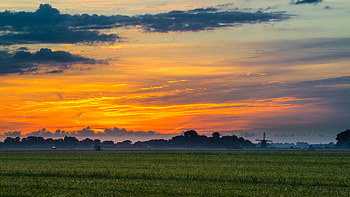 Skyline, clouds, dawn, sunrise, landscape HD wallpaper