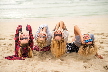 Girls, girls, girls, summer, model, fun, sunglasses, girl, woman, beach HD wallpaper